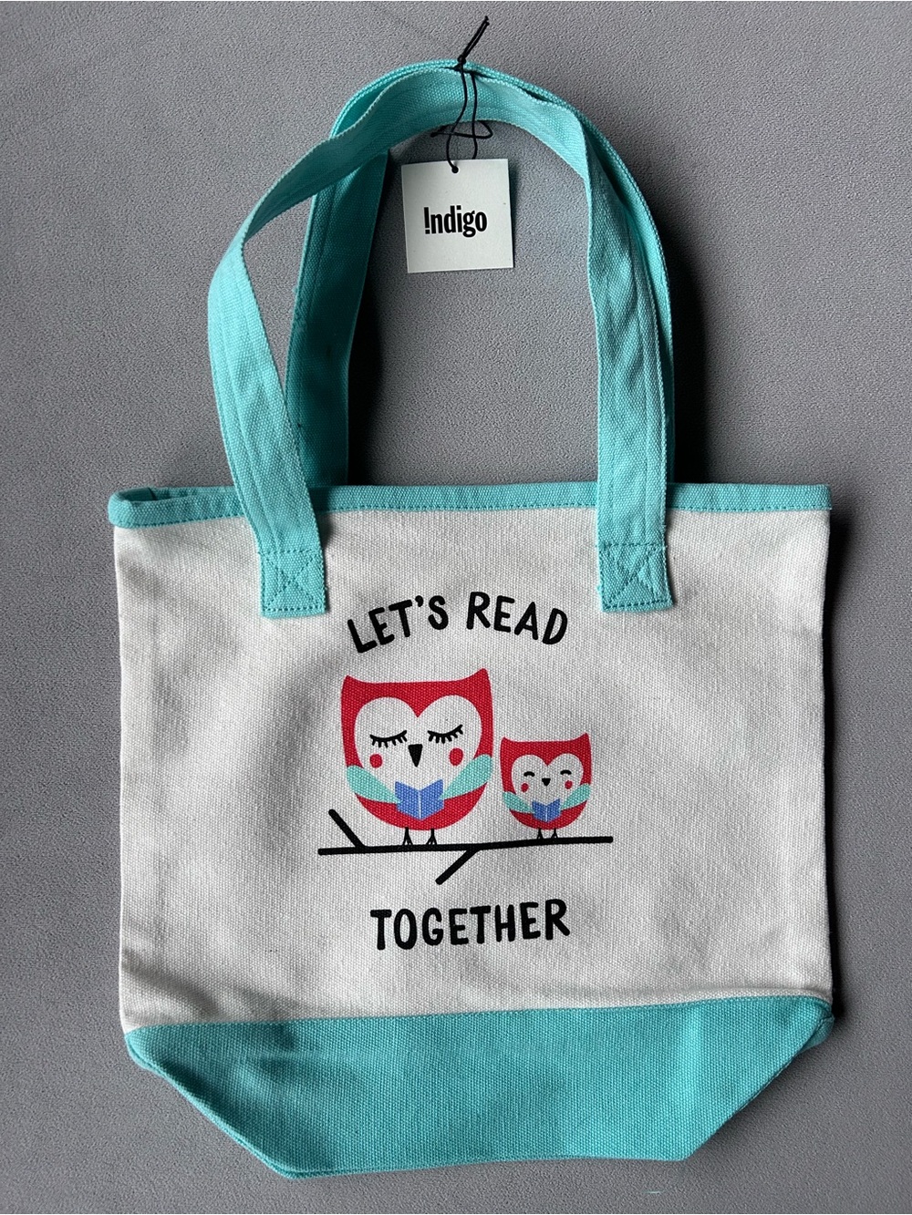 “Let’s Read Together” ~ Indigo ~ Small Canvas Tote ~ Brand New!